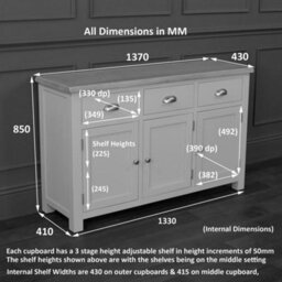 The Furniture Market Cotswold Grey Painted Large 3 Door Sideboard - thumbnail 8