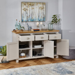 The Furniture Market Cotswold Grey Painted Large 3 Door Sideboard - thumbnail 2