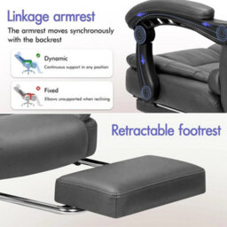 Executive Office Chair Swivel Recliner Home Computer Desk Gaming Chair Footrest 2 Point Massage Chair Grey - thumbnail 2