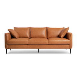 Valencia Jasper Leather Three Seats Sofa Cognac Nappa 11000 Top Grain Leather Kiln Dried Wood Solid Steel Legs - thumbnail 6