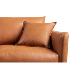 Valencia Jasper Leather Three Seats Sofa Cognac Nappa 11000 Top Grain Leather Kiln Dried Wood Solid Steel Legs - thumbnail 7