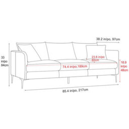 Valencia Jasper Leather Three Seats Sofa Cognac Nappa 11000 Top Grain Leather Kiln Dried Wood Solid Steel Legs - thumbnail 3