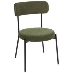 Wyld and Coco Set Of 2 Dark Green Bouclé Dining Chairs With Black Steel Legs - thumbnail 5