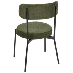 Wyld and Coco Set Of 2 Dark Green Bouclé Dining Chairs With Black Steel Legs - thumbnail 6