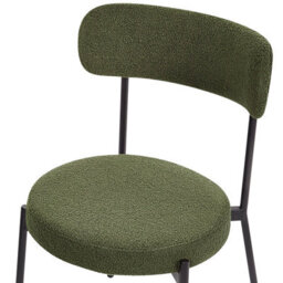 Wyld and Coco Set Of 2 Dark Green Bouclé Dining Chairs With Black Steel Legs - thumbnail 7