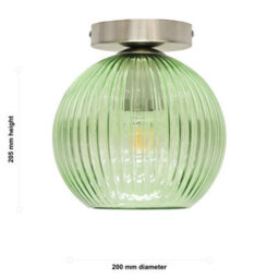 First Choice Lighting Set Of 2 Betchley - Green Glass Globe Satin Nickel Ceiling Lights - thumbnail 6