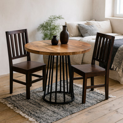 Wyld Haus Seattle Reclaimed Wood Round Dining Table With Metal Hairpin Base, Seats 4 - image 1