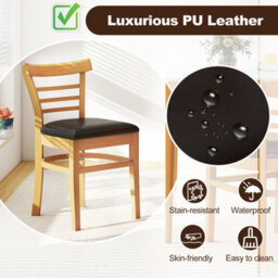 Gainoom Wooden Dining Chair Natural Set Of 2 Pu Leather Upholstered Kitchen Armless Chairs W/ Padded Seat - thumbnail 9