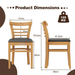 Gainoom Wooden Dining Chair Natural Set Of 2 Pu Leather Upholstered Kitchen Armless Chairs W/ Padded Seat - thumbnail 2