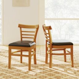 Gainoom Wooden Dining Chair Natural Set Of 2 Pu Leather Upholstered Kitchen Armless Chairs W/ Padded Seat - thumbnail 3