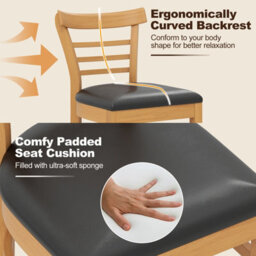 Gainoom Wooden Dining Chair Natural Set Of 2 Pu Leather Upholstered Kitchen Armless Chairs W/ Padded Seat - thumbnail 7