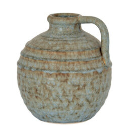 Wyld Haus Kala Large Rustic Ceramic Jug Vase With Handle In Grey Ceramic - thumbnail 2
