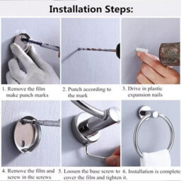 New Stainless Steel Toilet Roll Holder And Towel Ring Set Bathroom Wall Mounted - Silver (Toilet Roll + Ring Set) - thumbnail 6