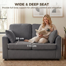 Dark Grey 2 Seater Sofa, Small Couch With Spring Cushion, Wide And Deep Seat - thumbnail 5