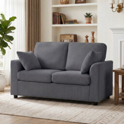Dark Grey 2 Seater Sofa, Small Couch With Spring Cushion, Wide And Deep Seat - thumbnail 4