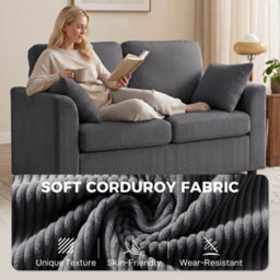 Dark Grey 2 Seater Sofa, Small Couch With Spring Cushion, Wide And Deep Seat - thumbnail 6