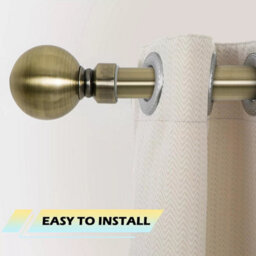 Ameha Plain Metal Curtain Pole 70-120 Cm Extendable Durability Antique Brass Curtain Rod 60mm Finials - thumbnail 5