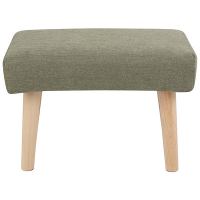 Wyld And Coco Retro Green Polyester Footstool With Oak Legs - 50 X 30 X 34 Cm - image 1