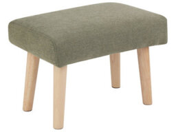 Wyld And Coco Retro Green Polyester Footstool With Oak Legs - 50 X 30 X 34 Cm - thumbnail 3
