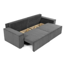 Sofa Bed Karl Corner Design With Storage Pull Out Sleep Function Springs Modern Upholstered Beige - thumbnail 5