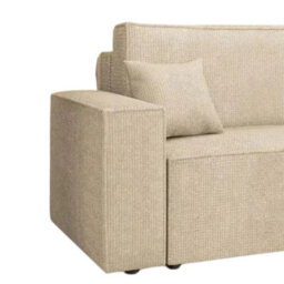 Sofa Bed Karl Corner Design With Storage Pull Out Sleep Function Springs Modern Upholstered Beige - thumbnail 3