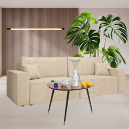 Sofa Bed Karl Corner Design With Storage Pull Out Sleep Function Springs Modern Upholstered Beige - thumbnail 2