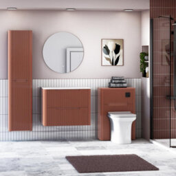 Royal Bathrooms Avenza 700mm Terracotta Clay Wall Hung Bathroom  Vanity Unit 2 Drawer Carrara White Undrilled Worktop & No Basin - thumbnail 4