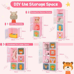 Costway 8-Cube Baby Closet Dresser Portable Kids Wardrobe Children's Storage Organizer - thumbnail 8