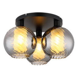 Luminosa Lighting Luminosa Ulf Shade Cluster Ceiling Light Matt Black Ball Smoke Glass Shade 3X E27 - thumbnail 1