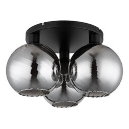 Luminosa Lighting Luminosa Ulf Shade Cluster Ceiling Light Matt Black Ball Smoke Glass Shade 3X E27 - thumbnail 2