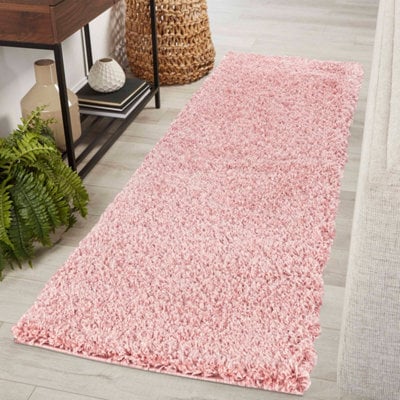 Desire Rugs Plain Living Room Shaggy Area Rugs Baby Pink Runner 60X220 Cm - image 1