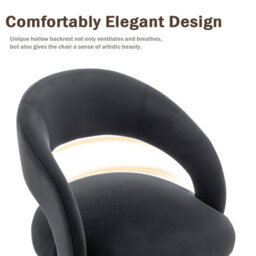 Seynar Velvet Tufted Dining Chairs With Gold Legs Set Of 2, Black, Upholstered For Dining Or Study Room - thumbnail 5