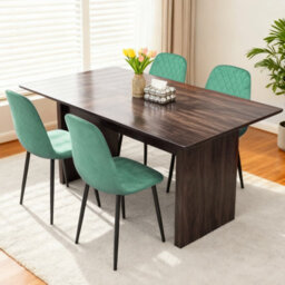 Alivio 4-Piece Velvet Dining Chairs, Ergonomic Upholstered Seat Metal Legs Indoor & Outdoor (Green) - thumbnail 3