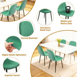 Alivio 4-Piece Velvet Dining Chairs, Ergonomic Upholstered Seat Metal Legs Indoor & Outdoor (Green) - thumbnail 2