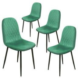 Alivio 4-Piece Velvet Dining Chairs, Ergonomic Upholstered Seat Metal Legs Indoor & Outdoor (Green)
