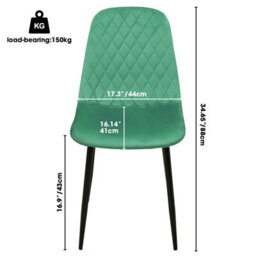 Alivio 4-Piece Velvet Dining Chairs, Ergonomic Upholstered Seat Metal Legs Indoor & Outdoor (Green) - thumbnail 6