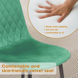 Alivio 4-Piece Velvet Dining Chairs, Ergonomic Upholstered Seat Metal Legs Indoor & Outdoor (Green) - thumbnail 5