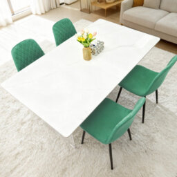 Alivio 4-Piece Velvet Dining Chairs, Ergonomic Upholstered Seat Metal Legs Indoor & Outdoor (Green) - thumbnail 9