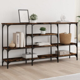 Berkfield Console Table Smoked Oak 160X29X80 Cm Engineered Wood - thumbnail 1