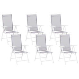Beliani Set Of 6 Garden Chairs Catania Metal Grey - thumbnail 1
