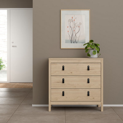 Madrid Matt Oak Effect 3 Drawer Chest (H)797mm (W)823mm (D)384mm - image 1