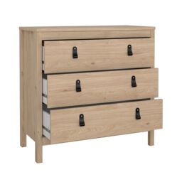 Madrid Matt Oak Effect 3 Drawer Chest (H)797mm (W)823mm (D)384mm - thumbnail 3