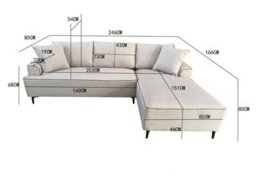DS Living The Milano Edge 3 Seater Left Hand Corner Sofa In Grey Or Beige - thumbnail 7