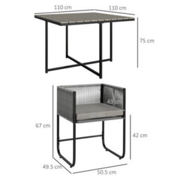 Wyld Haus Donino Rattan 4-Seater Cube Garden Dining Set With Cushions And Wood-Effect Square Table - thumbnail 3