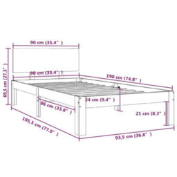 Vidaxl Bed Frame Without Mattress White 90X190Cm Single - thumbnail 8