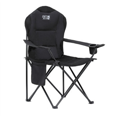 GETFIT Get Fit Premium Camping Chair - Lightweight 3Kg Folding Chair With Pocket Cup Holder & Carry Bag - Capacity 130Kg - Black Single - image 1