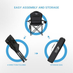 GETFIT Get Fit Premium Camping Chair - Lightweight 3Kg Folding Chair With Pocket Cup Holder & Carry Bag - Capacity 130Kg - Black Single - thumbnail 3