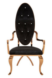 Orsina Modern Rose Gold Baroque Chair, Luxurious Design Dining Chair For Kitchen, Comfortable Velvet Dining Chair