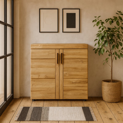 Wyld Haus Cortina 2 Door Grandson Oak Wood Shoe Cabinet - image 1