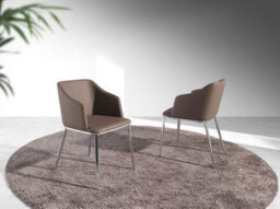 Stylish Brown Leatherette Dining Chair By Angel Cerda - thumbnail 2